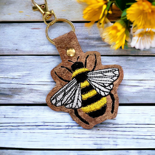 Embroidered Bee Keyring